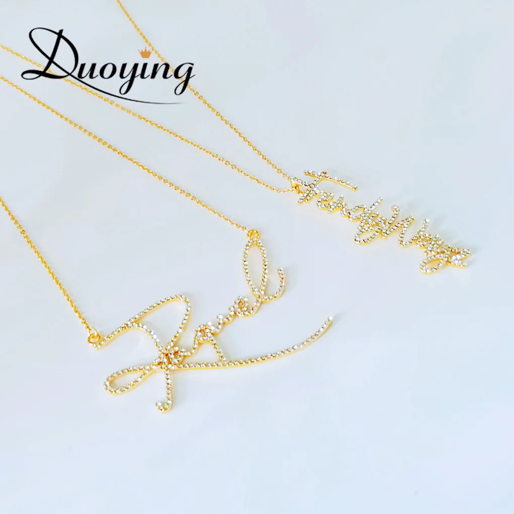 

DUOYING Custom Name Zircon Pendant Necklace With Stone Personalized Necklace with Names Initial Letters For Women Jewelry Gift