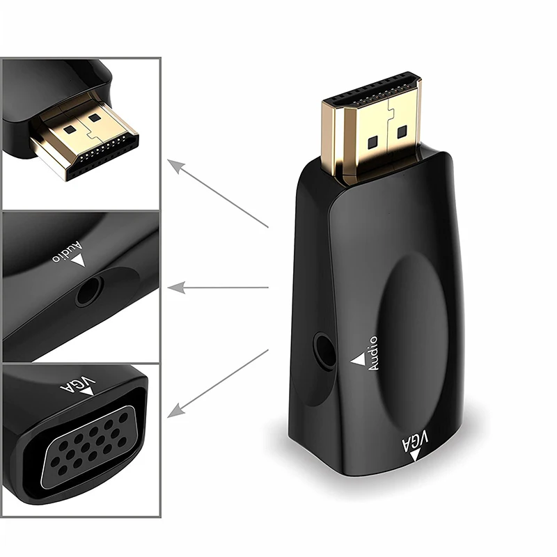 Felkin adattatore HDMI compatibile con VGA con cavo Audio convertitore Video HDMI maschio a VGA femmina 1080P per proiettore portatile HDTV