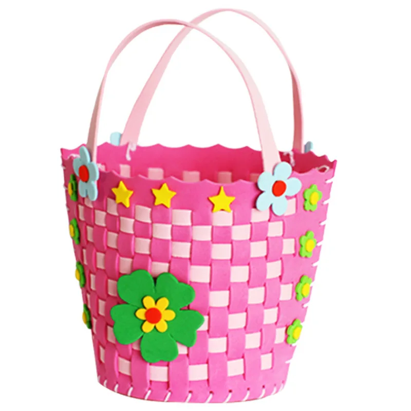 EVA Handmade Woven Paste Basket Childen Toy DIY Handicrafts Girl Gifts Sticky Kindergarten Material Kids Crafts Toys 2019 New