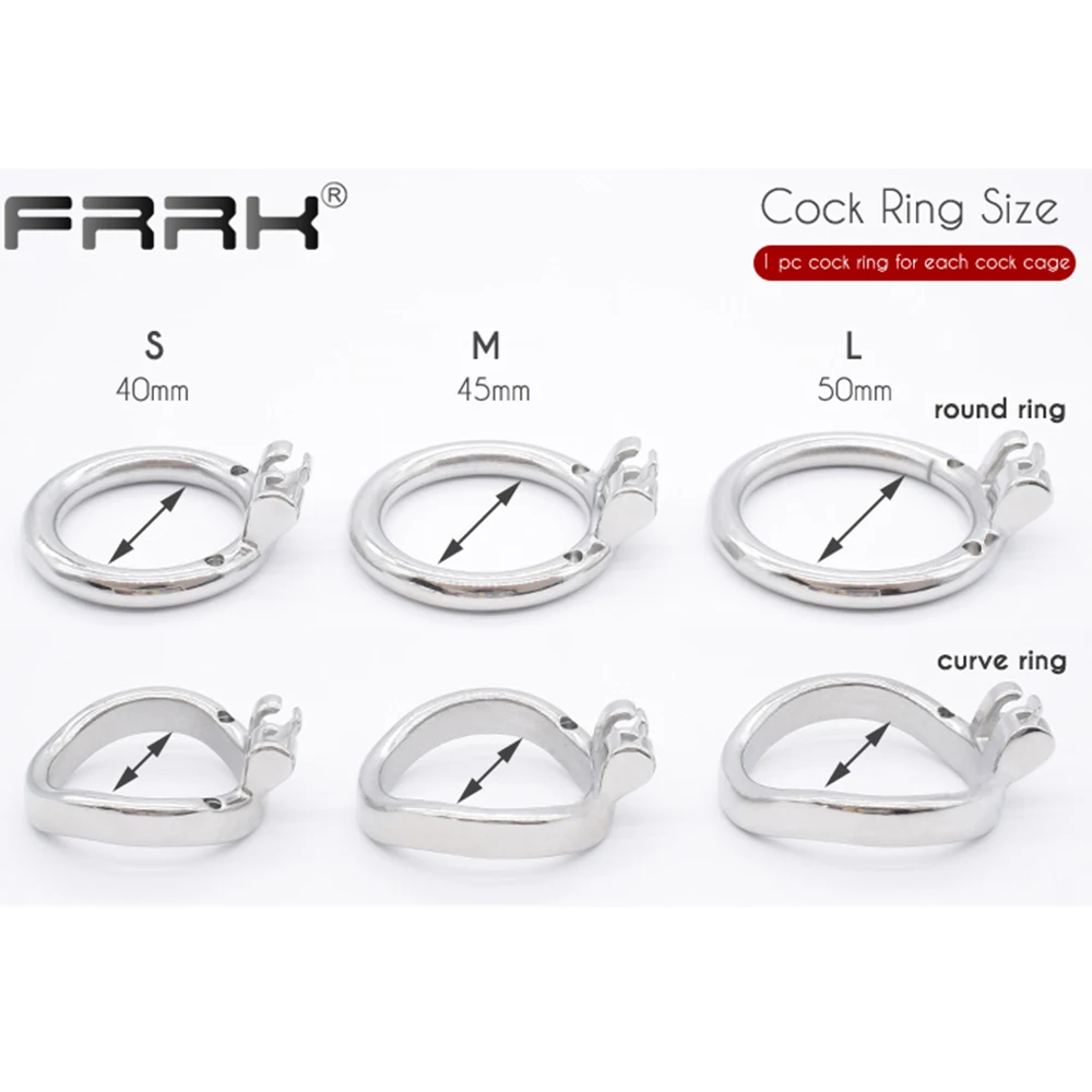 FRRK Male Chastity Devices Metal Cock Cage Kit Steel Fetish Sex Toys Penis Rings Bondage Belt Set Keuschheitsgurtel BDSM Lock