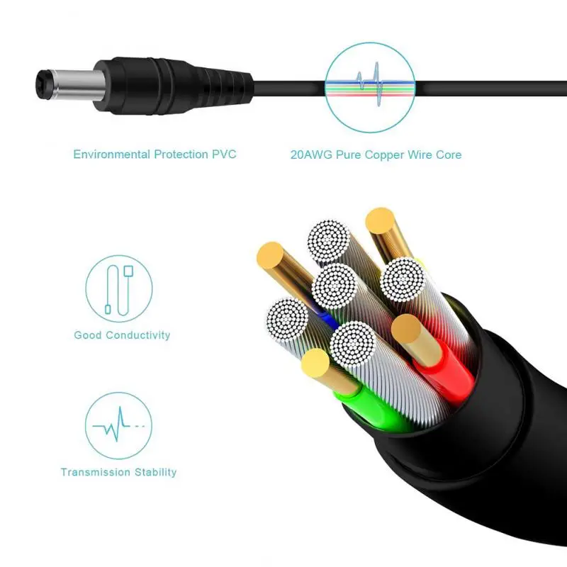 Power Extension Cable DC 12V 5.5mm x 2.1mm Jack Socket Male Plug Power Cord Extend Wire Cable For CCTV Security Camera