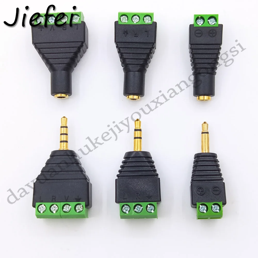 

20-150pcs CCTV Phono Jack 3.5mm mono Stereo 2 pin 3 pin 4 Pin Male / Female Socket to 2 3 4 Pole AV Screw Balun Terminal Adapter