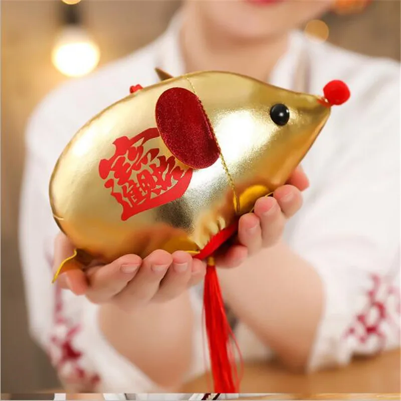 Cute  Rat Year Mascot 1 PCS New Hot Sale Golden Mouse Pendant Toy New Year Gift HANDANWEIRAN