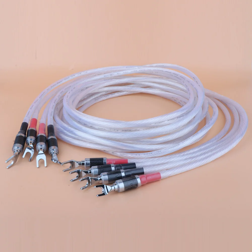 Hi-end OCC Silver Plated Speaker Cable Hifi Loudspeaker Interconnect Cord With Speaker Terminal Connector