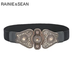 RAINIE SEAN Cummerbunds Female Elastic Women Waist Belt Studded Wide Women'S Belts Vintage Stretchy Ladies Dress Waistbands