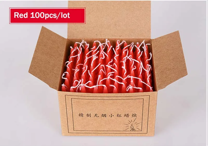 100 sztuk/partia 7.5cm świece domowe do czczenia boga bogactwa budda przedszkole eksperymentalne zapakowane krótka świeca