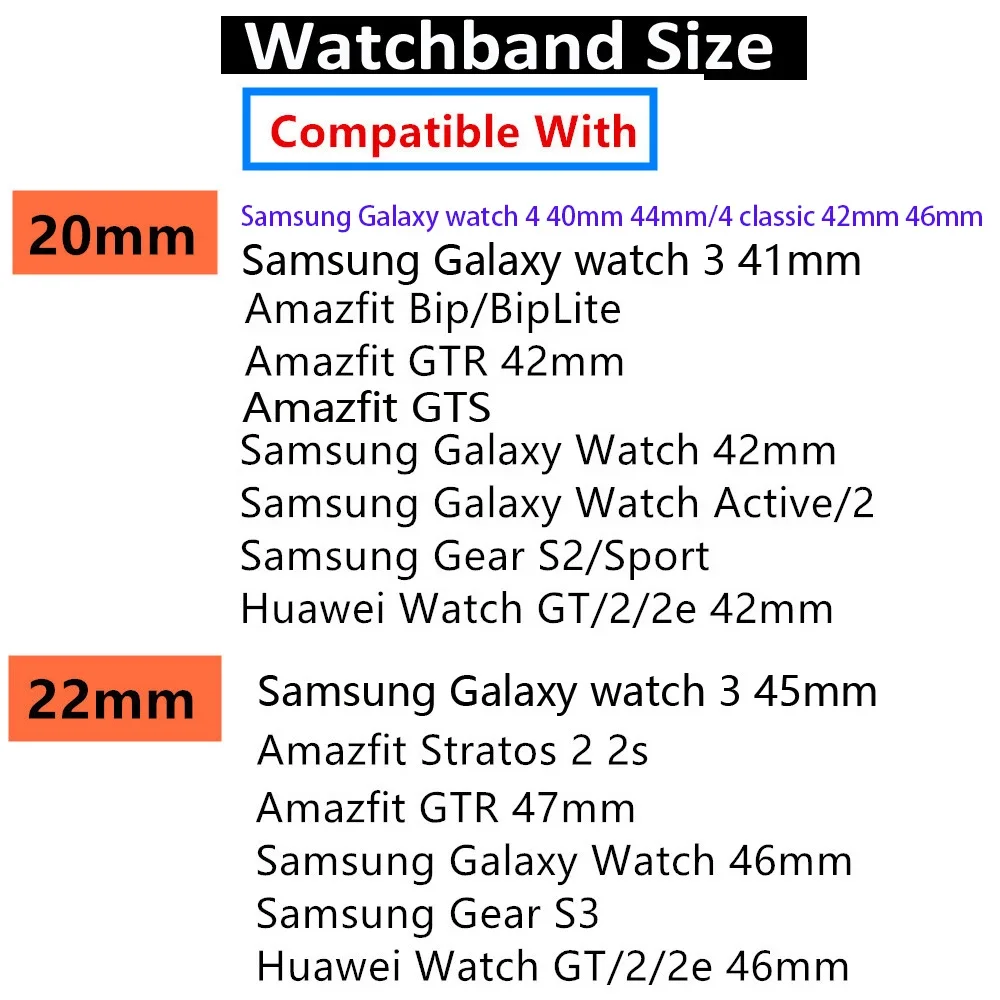 조절식 나일론 팔찌 스트랩, 삼성 갤럭시 워치 6, 5, 4, 클래식, 3, 액티브 2, 46mm, 기어 S3, 화웨이 GT, 2, 3, 프로 밴드용, 20mm, 22mm