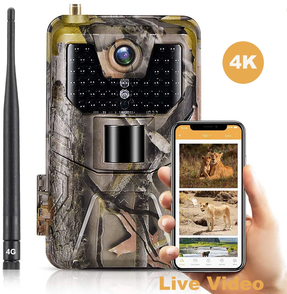 Live broadcast APP Trail Camera Cloud Service 4G 30MP Wireless Wildlife Hunting Cameras HC900PRO 0.3S Night Vision 