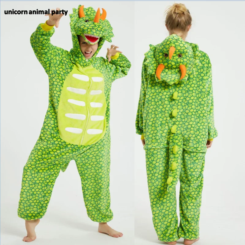 Kigurumi Onesies Green Triceratops 3d cat Cosplay halloween Christmas Party Pajamas Pyjamas costumes carnival costume