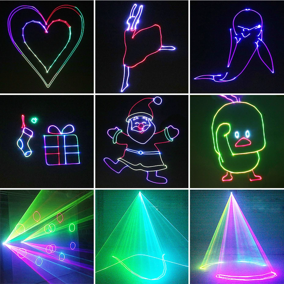 ALIEN-RGB Projetor Laser, 500mW, 1W, Efeito de Iluminação de Palco, Bluetooth App, Animação Remota, DMX Scanner, DJ Disco Party Lights