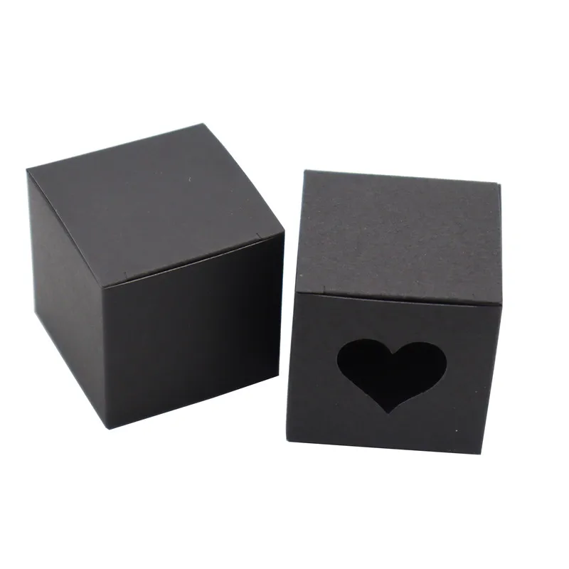 300Pcs/lot 5x5x5cm Kraft Paper Printed Flowers/Dandelion/Thank You, Candy Packaging, Cute Gift Paper Box, Black Card Boxes