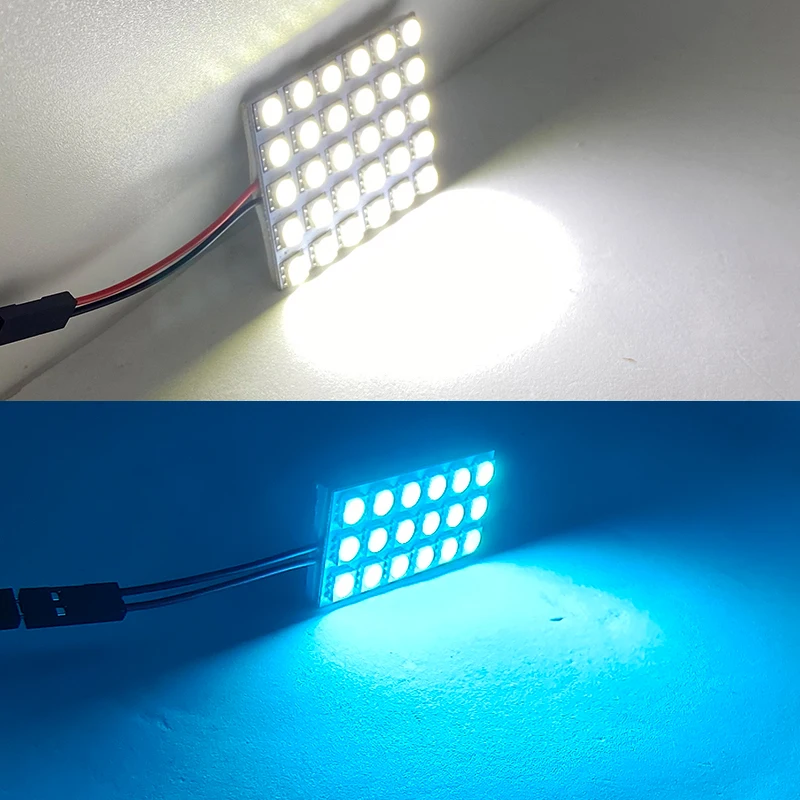 Bombilla de Panel Led para coche, lámpara de lectura T10 BA9S Festoon c5w, 24SMD/36SMD/48SMD, adaptador de cúpula, festón blanco, azul hielo, 12v