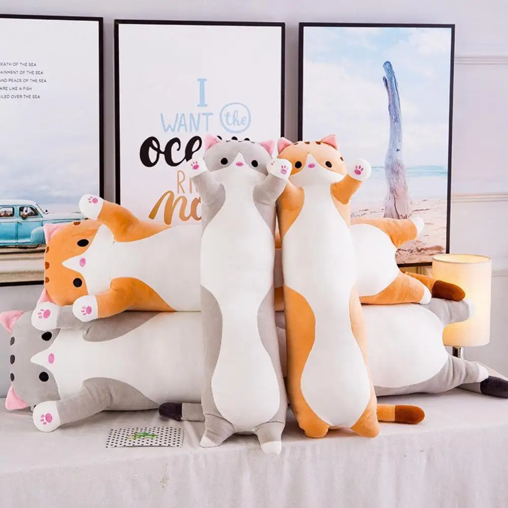 

50-130cm Animal Cat Cute Creative Long Soft Toys Office Lunch Break Nap Sleeping Pillow Cushion Stuffed Gift Doll for Kids