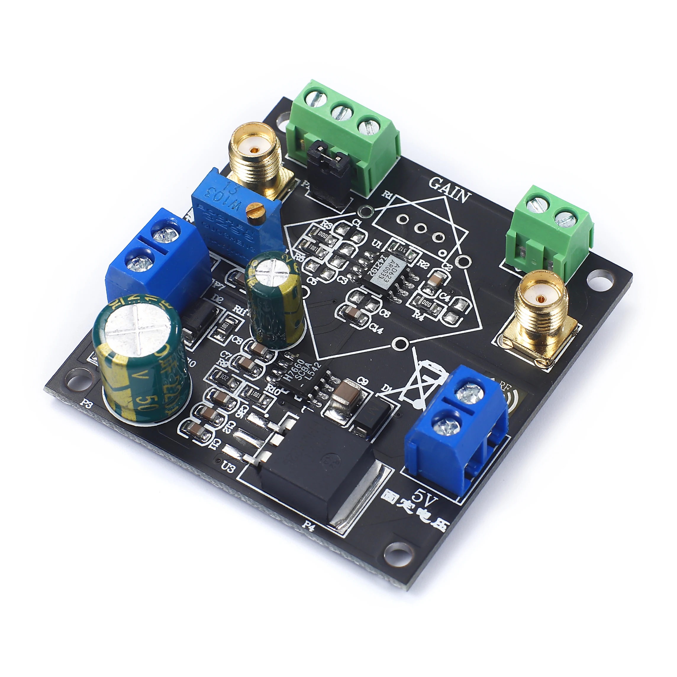 Instrument amplifier AD623 voltage amplifier module adjustable single power supply single terminal / differential micro signal