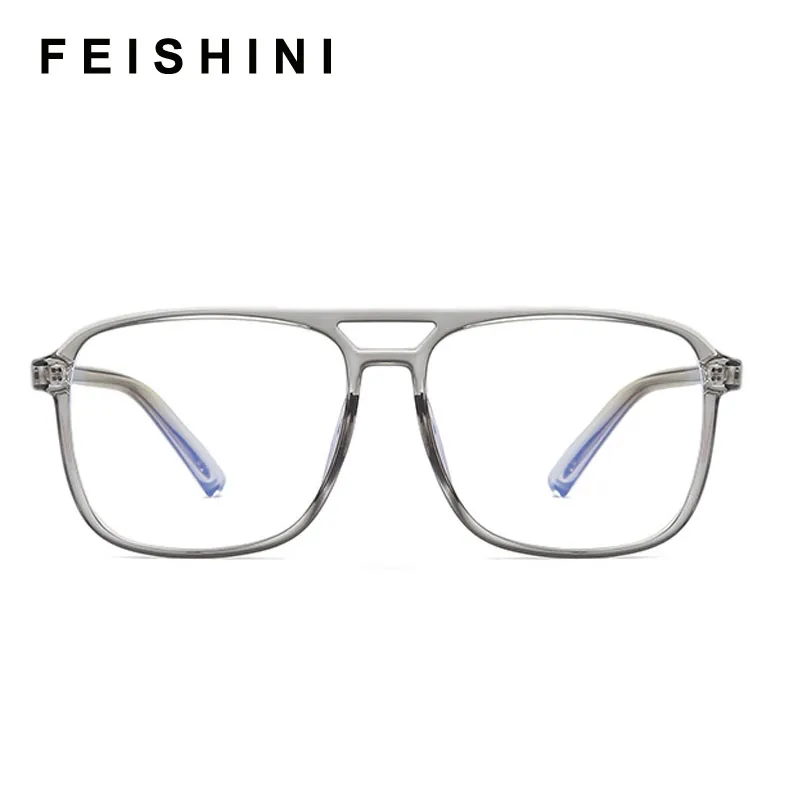 Feishini Computer occhiali grandi raggi quadrati radiazioni Gamin occhiali plastica titanio Unisex Anti luce blu occhiali da vista donna