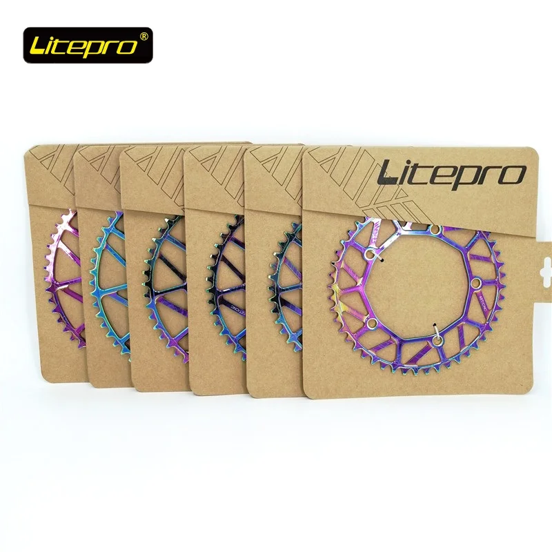 Litepro 130BCD Chainwheel 46T 48T 50T 52T 54T 56T 58T Chainring Titanium-plating 1-8-9-10 Speed Bike Chain Wheel Crankset Parts