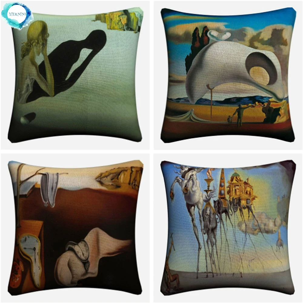 

Salvador Dali Surreal Abstract Art Oil Painting Decorative Cotton Linen Cushion Cover Pillow Case For Sofa Home Decor 45x45cm