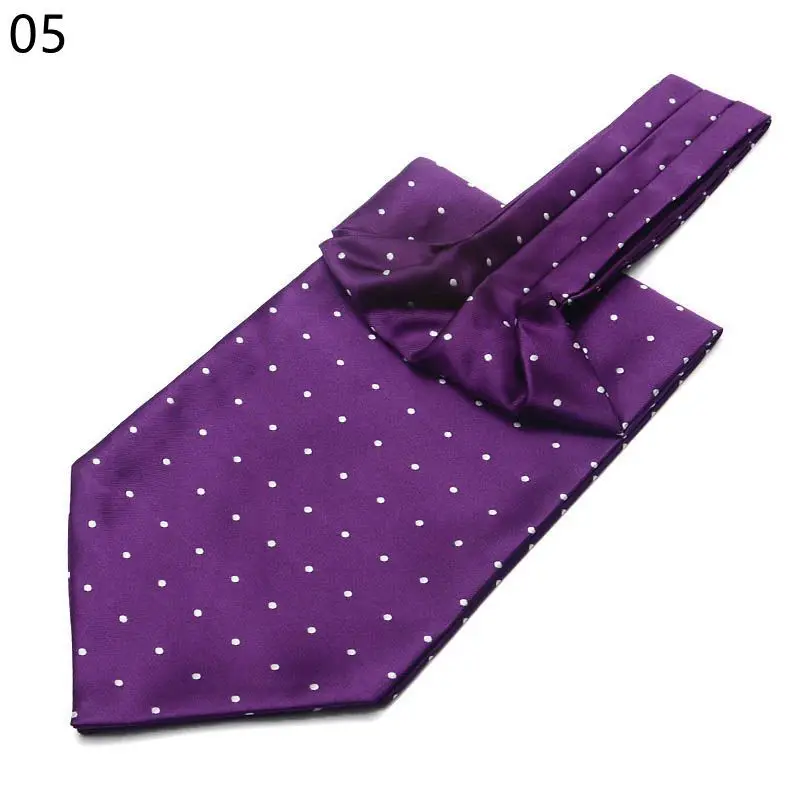 Men Vintage Polka Dot Wedding Formal Cravat Ascot Self British style Gentleman Polyester Silk Paisley Neck Tie Suit Wedding