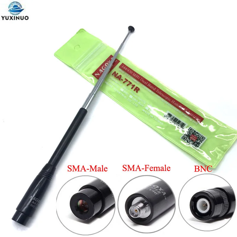 Nagoya NA-771R Dual Band VHF UHF 144/430MHz SMA Male/SMA Female/BNC Telescopic Antenna for Baofeng UV-5R 888S UV82 TYT HYT Radio