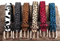 RH Fashion Leopard Spotted Horsehair Leather Belt Genuine Leather Belts Women Accessory Gift DropShipping