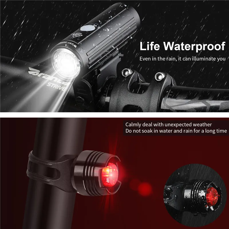 WEST BIKING 2000mAh 350LM Bike Light Waterproof Anti-glare MTB Bicycle Lamp USB Rechargeable LED Cycling Headlight Taillight