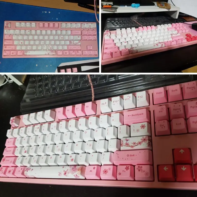 Teclado mecánico de flor de cerezo, OEM, PBT, sublimación