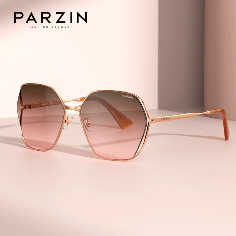 PARZIN 8303 Oversized Nylon Sunglasses Women Fashion Hollow Gradual Square Eyewear Accessories UV400 Shades for Women Shopping