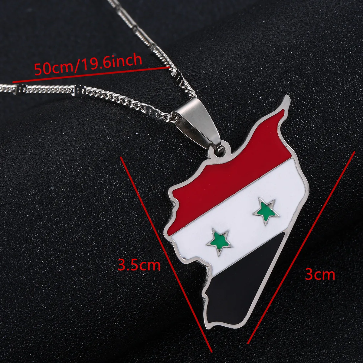 Stainless Steel Trendy Syria Map Flag Pendant Necklaces Syrians Map Jewelry