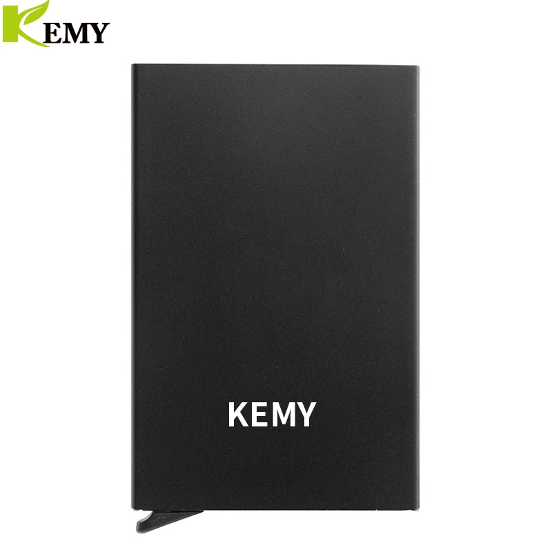 KEMY Top Quality Rfid Wallet Men Money Bag Mini Purse Male Aluminium Card Wallet Small Clutch Leather Wallet Thin Purse Carteras