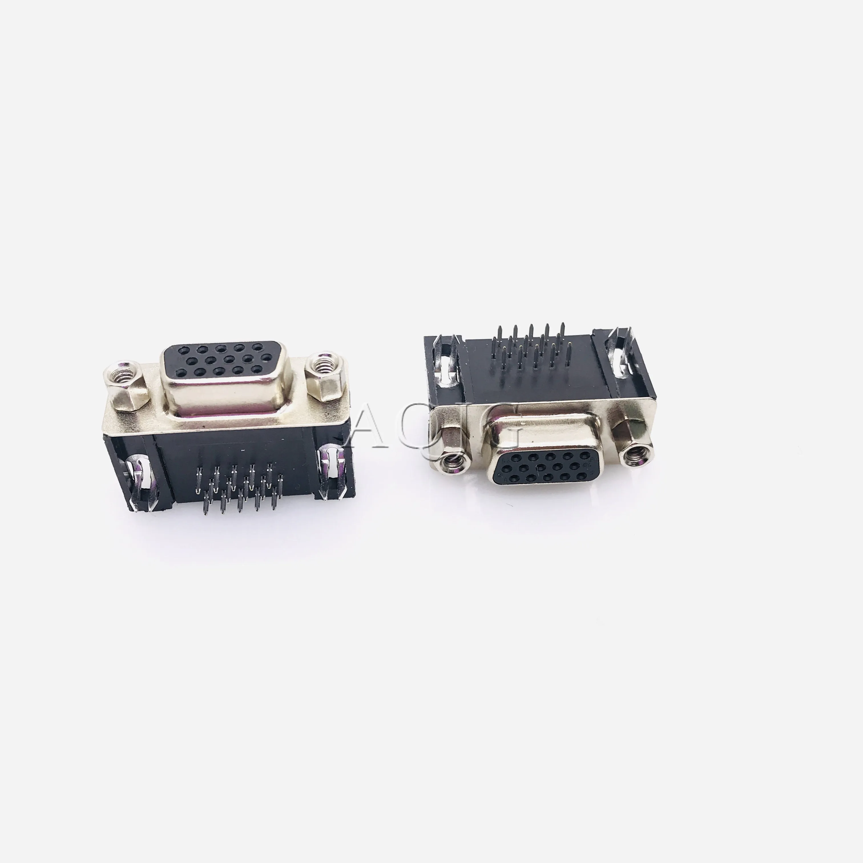 5PCS/LOT DB15 DR15 3Rows Blue Parallel Port 15 Pin D Sub Female 15 Way PCB 90 Degree Connector DB15 Socket Plug VGA Adapter