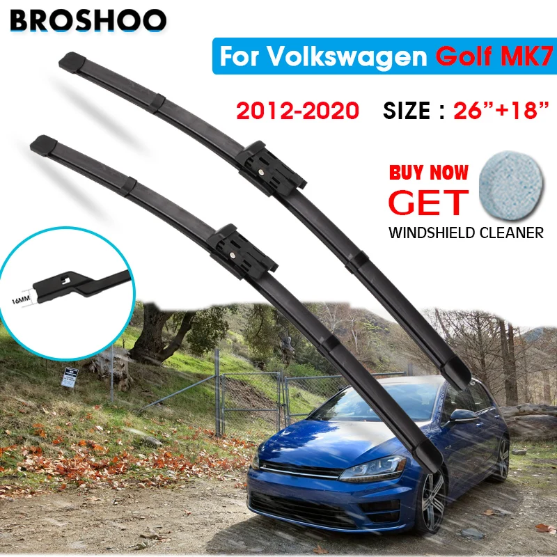 

Car Wiper Blade For Volkswagen Golf MK7 26"+18" 2012-2020 Windscreen Windshield Wipers Blades Window Wash Fit push button