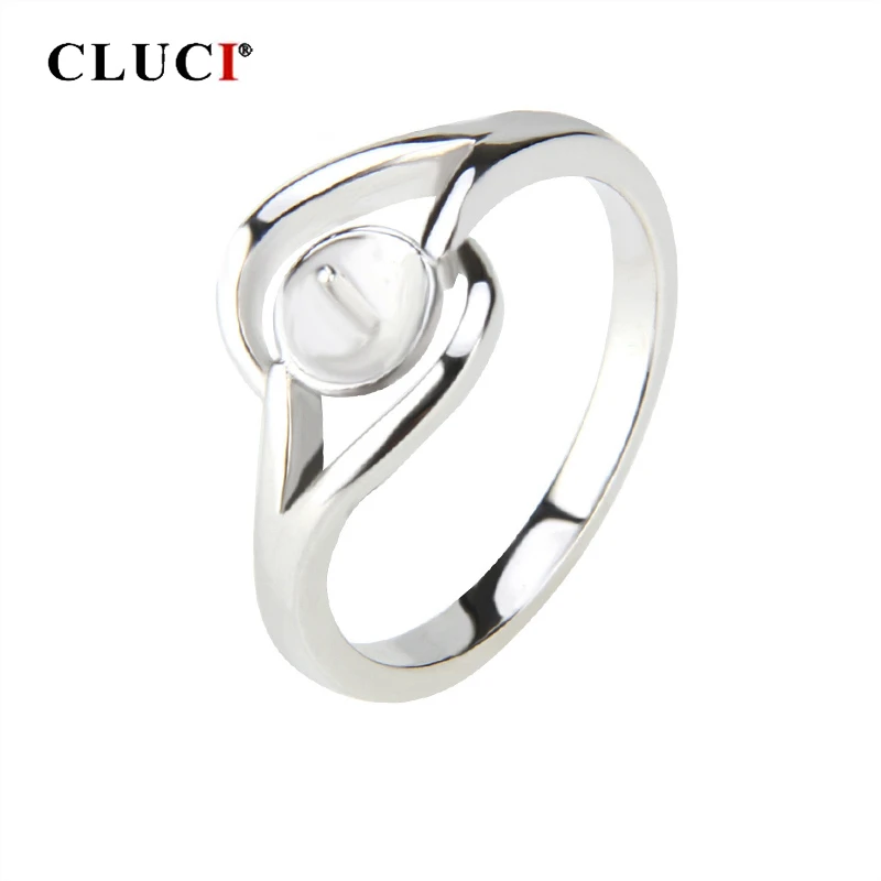 CLUCI Silver 925 Simple Women Pearl Ring Mounting Jewelry for Anniversary 925 Sterling Silver Symmetrical Twisted Rings SR1034SB