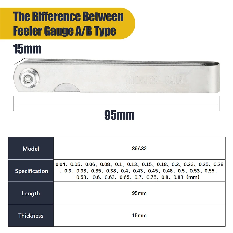 100B17 89A32 Feeler Gauge Set Of Probes Spark Plug Gap Gauge Probe Thickness Gauge Filler Gauge Valve Clearance Adjustment Tools