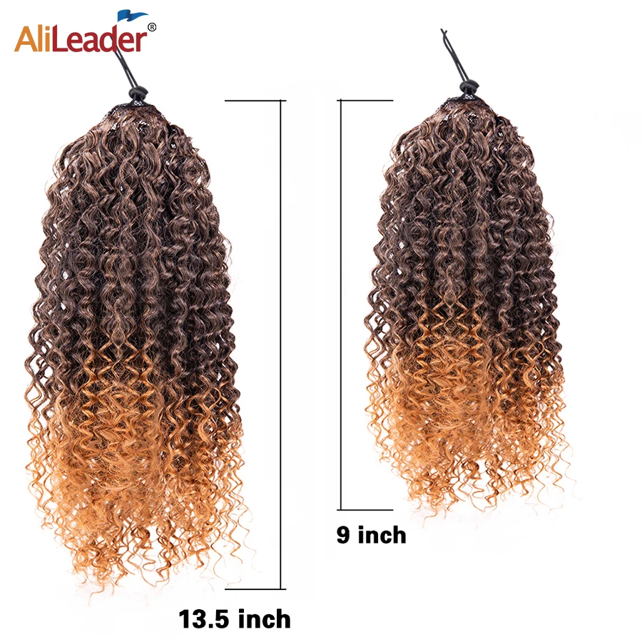 Alileader Afro Curly Wrap Around kucyk rozszerzenie 8 cali krótkie rozszerzenie dla kobiet syntetyczne Puff kucyk treski