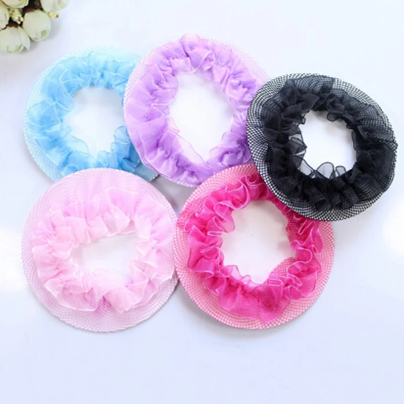 Girls Child Ballet Dance Skating Snood Hair Net Bun Cover Satin Bow Barrette Stylish Floral Lace Official Lady Hair Cover Net