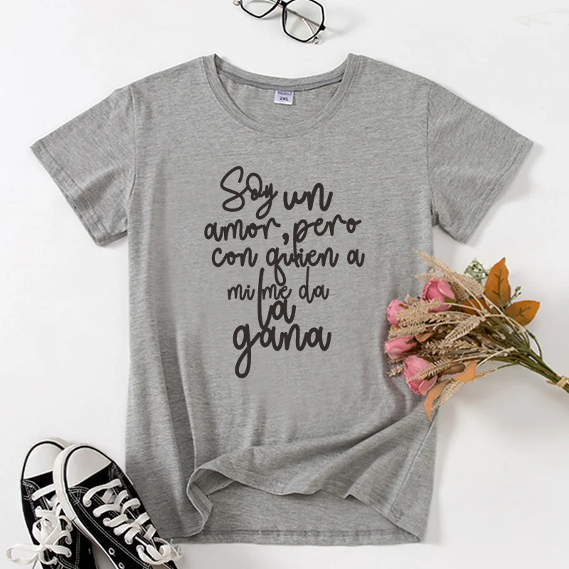 Spanish Phrase camiseta mujer Short sleeve Women T-shirts Aesthetic Graphic Print clothes shirts lady tshirt mujer camisetas