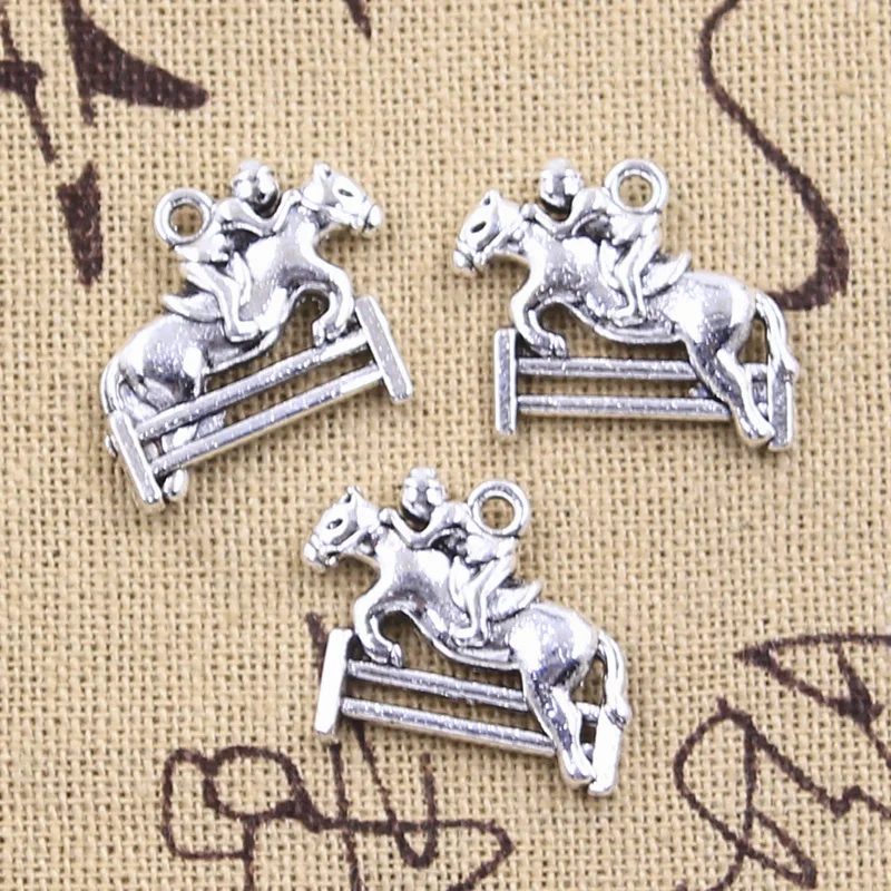 10pcs Charms Horsemanship Horse Race Sporter 17x23mm Antique Silver Color Pendants DIY Making Findings Handmade Tibetan Jewelry