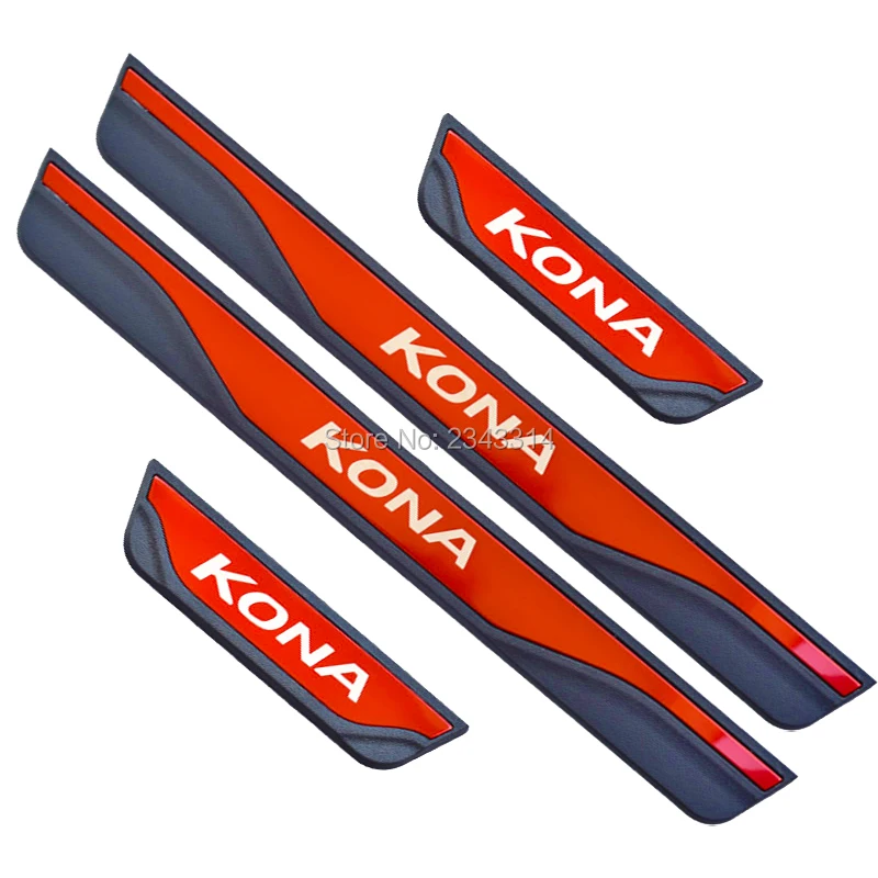 For Hyundai Kona Kauai EV 2017-2023 Accessory Stainless Car Door Sill Kick Scuff Plate Guard Pedal Protector Cover Trim Styling