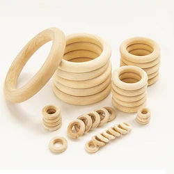 15-100MM Natural Wood Circle DIY Crafts For Jewelry Making Baby Teething Wooden Ring Kids Toy Ornaments Jewel MakingAccessories