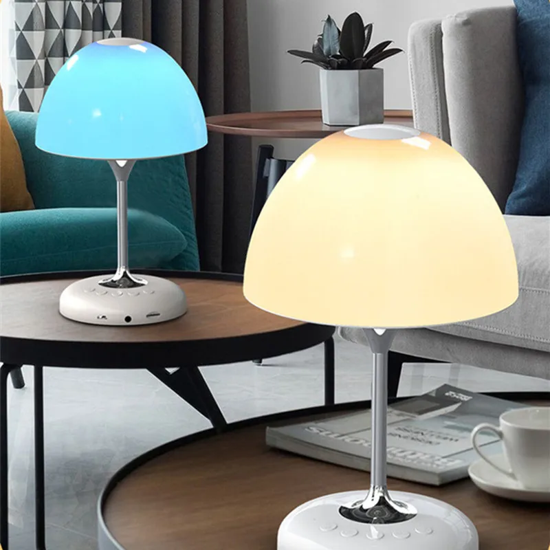 บ้านโคมไฟลำโพงบลูทูธวิทยุ FM TF Card เครื่องเล่นเพลง Aux MP3ไร้สายเดสก์ท็อปข้างเตียงโคมไฟตั้งโต๊ะ Ambient