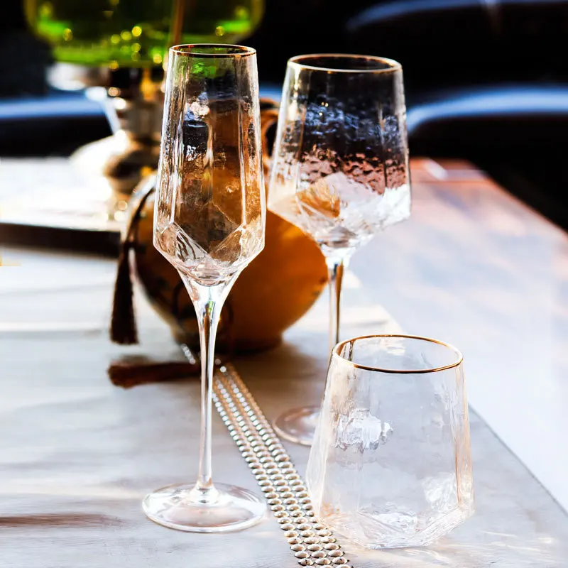 Diamond Shape Wine Glass Cup, Lead-free Crystal Glass, Champagne Glasses,  Water Cups, Retro Goblet, Wedding Bar Drinking - AliExpress 15