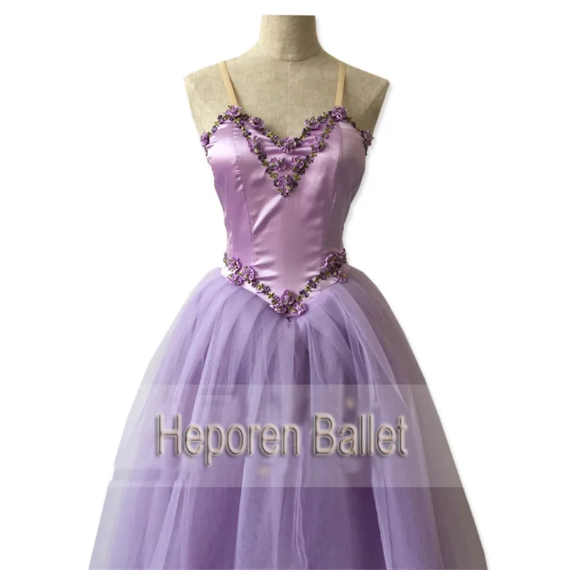 

New professional High Quality Customized adult ballet dress, lace ballet dance skirt, purple fluffy Custom performance Costume