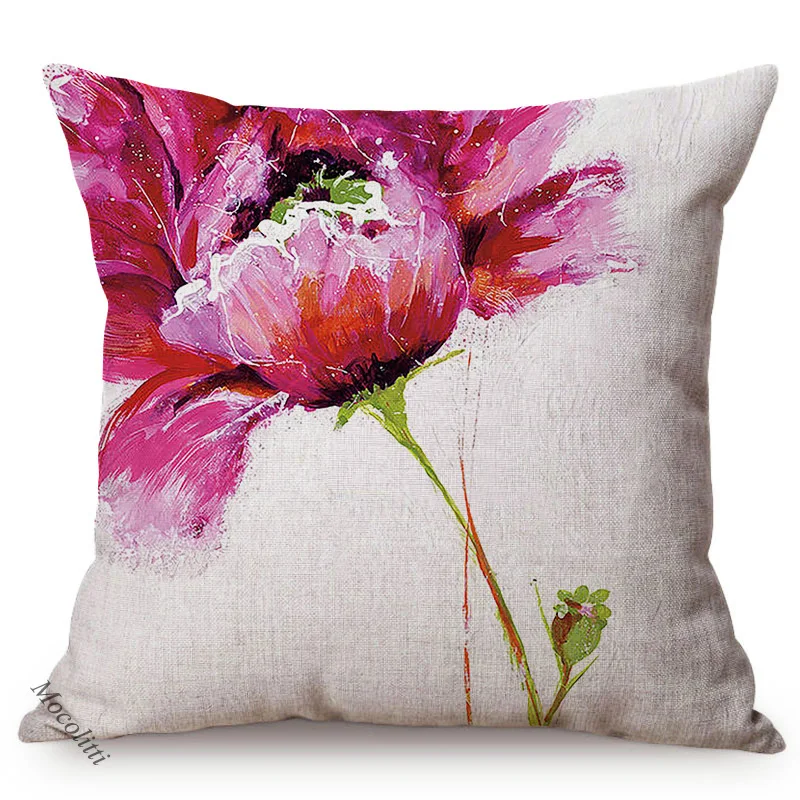 Nordic Bouquet Blossom Sketch Works Sofa Decorative Throw Pillow Case Turquoise Daisy Graffiti Art Room Bed Square Cushion Cover