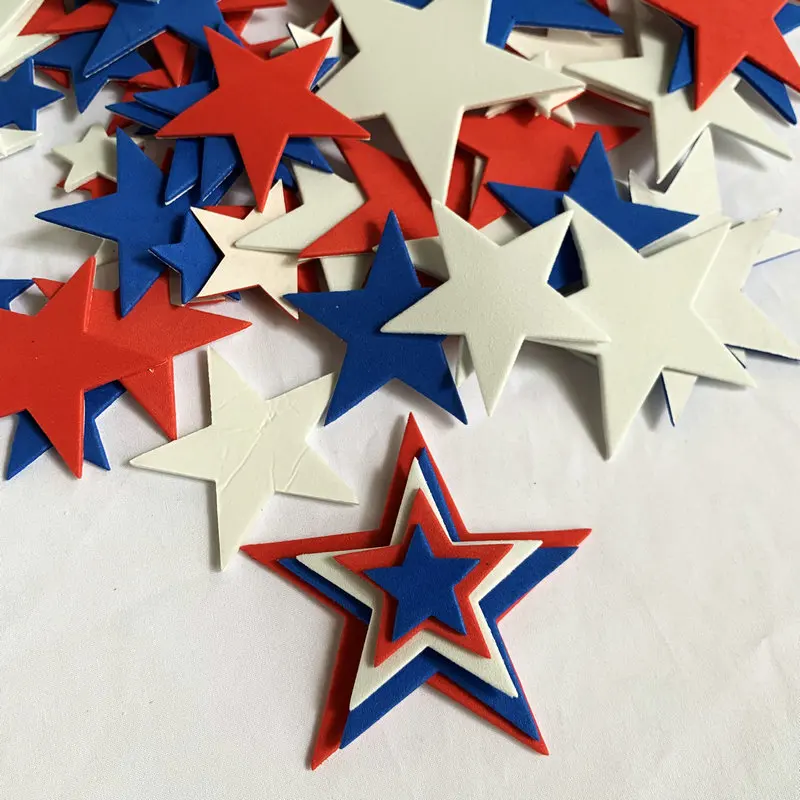 90PCS/Lot Mix big 5 size Red blue white star foam stickers July 4th independence Day Holiday project Fourth of July  US