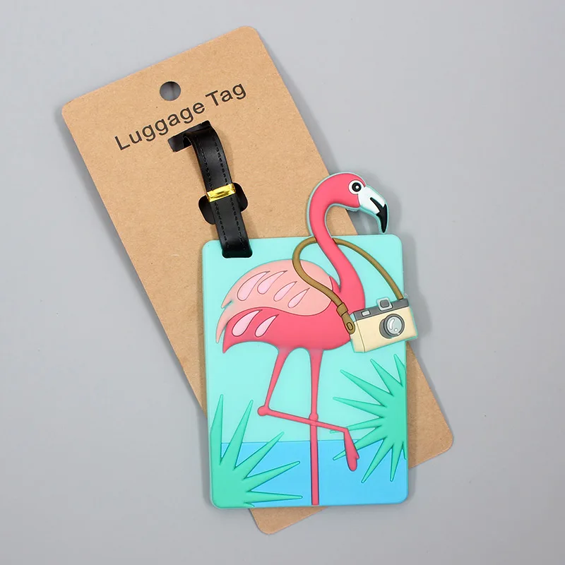 Travel Accessories Cute flamingos Animals Luggage Tag Silica Gel Suitcase ID Addres Holder Baggage Boarding Tag Portable Label