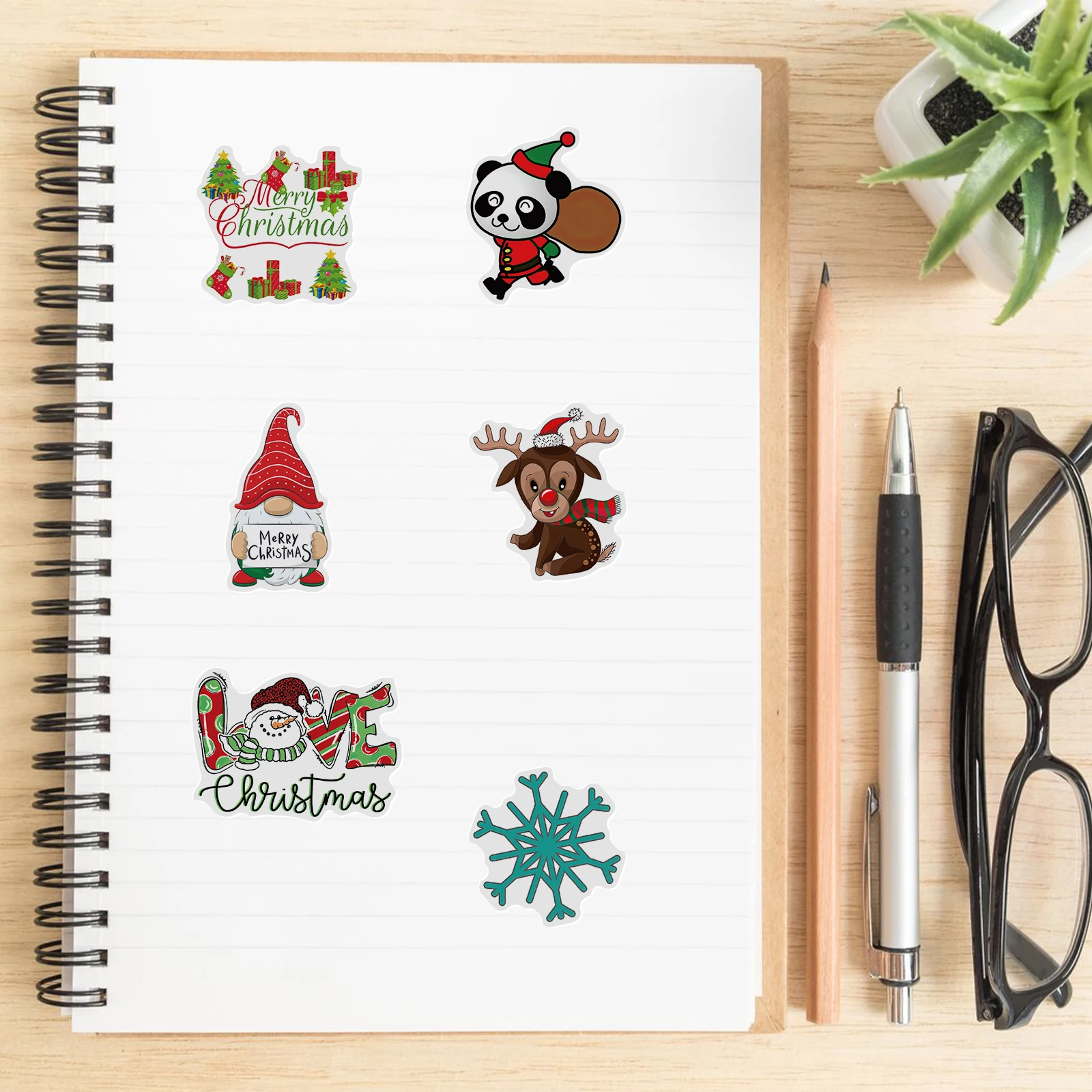 50/100pcs New Year Merry Christmas Stickers Deer Santa Claus Snowman Children Gift Decal DIY for Skateboard Luggage Suitcase