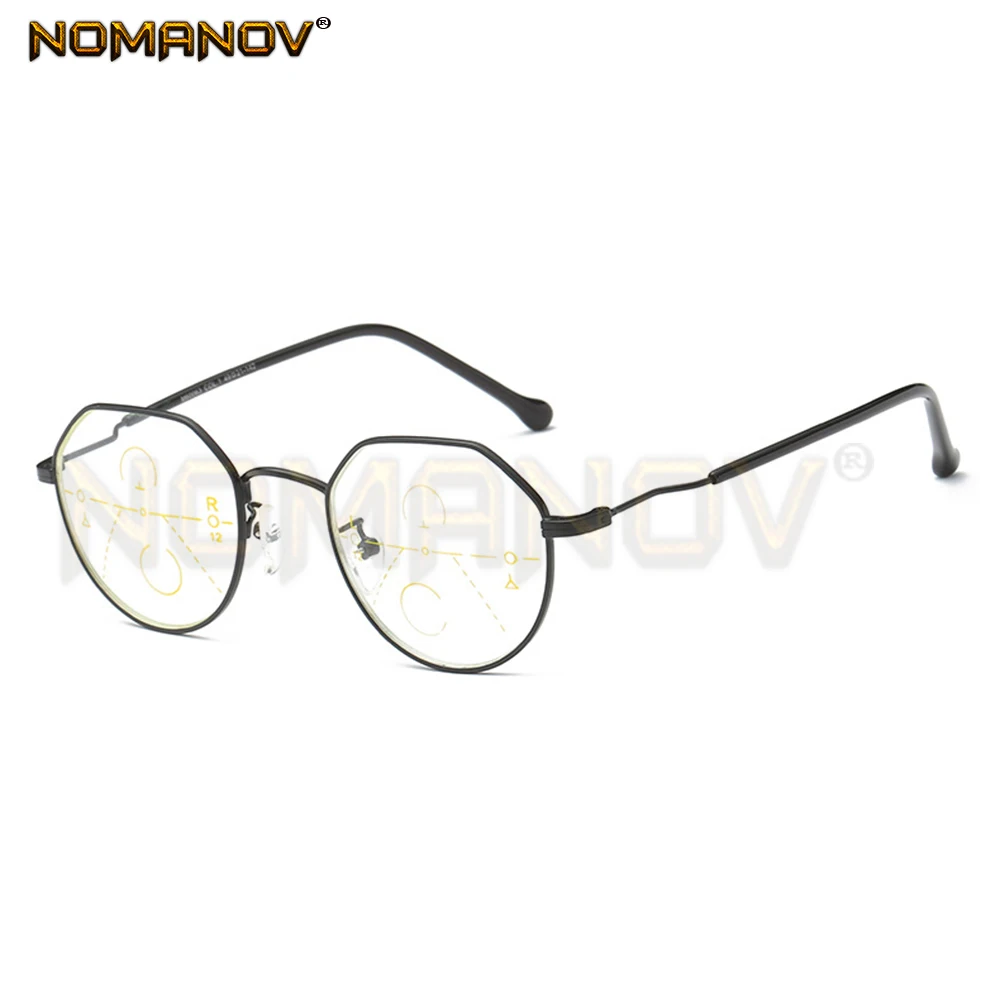 

Personality Polygon Frame Retro Round See Near and Far Progressive Multifocus Reading Glasses Add 75 100 125 150 175 200 to 400