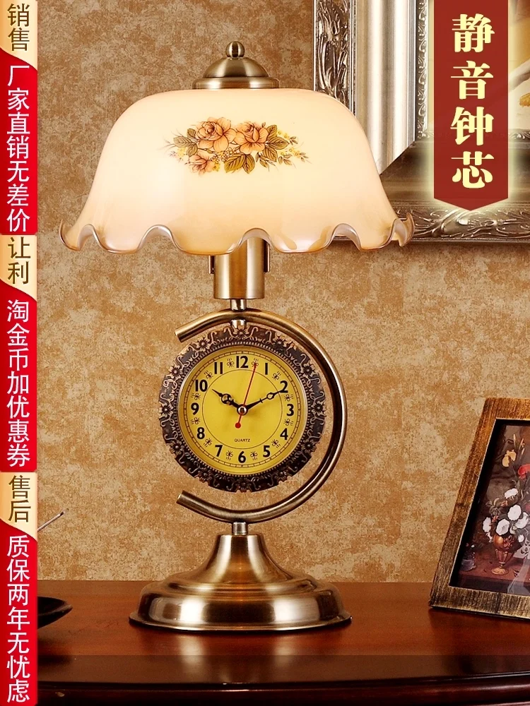 table lamp old Shanghai of the Republic of China with clock bedroom bedside lamp classical nostalgic table lamp
