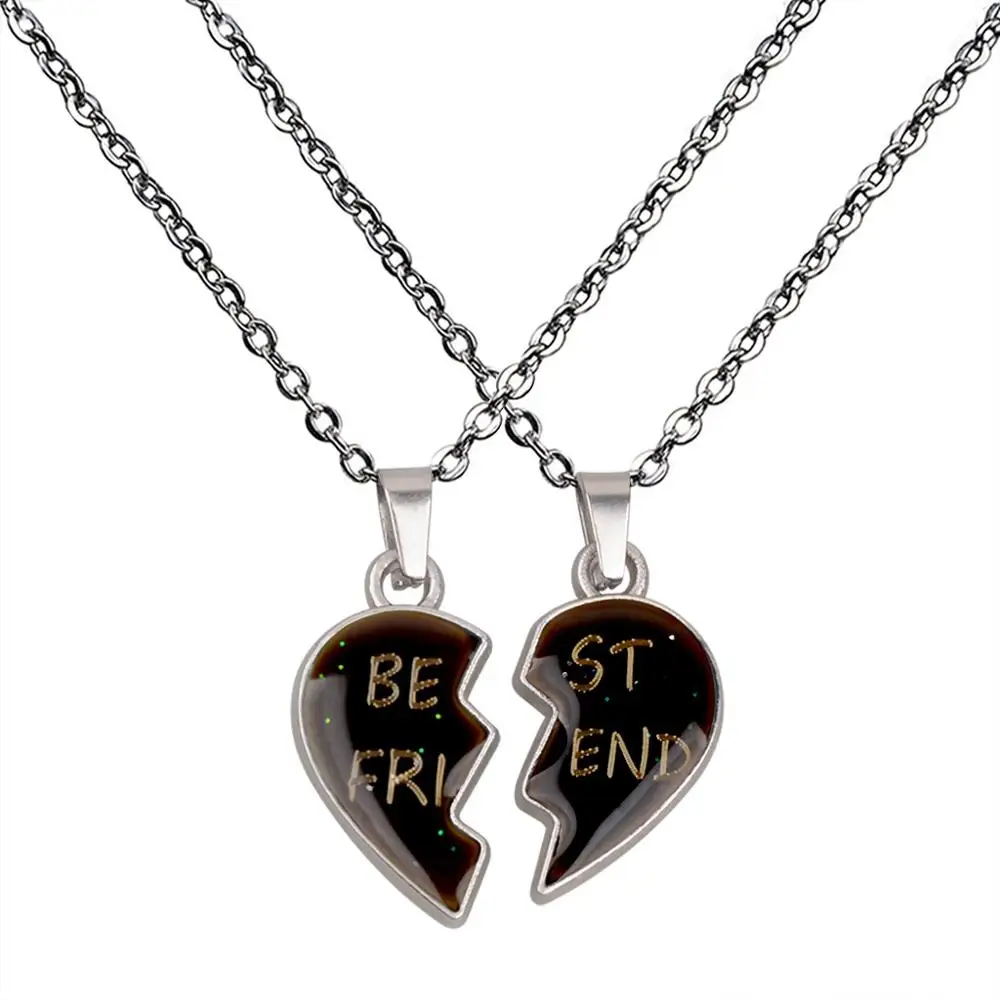 JUCHAO الساخن بيع موضة جديدة زوجين القلائد أجنحة الملاك الدافئة المزاج اللون تغيير قلادة أفضل صديق سلسلة الفولاذ المقاوم للصدأ