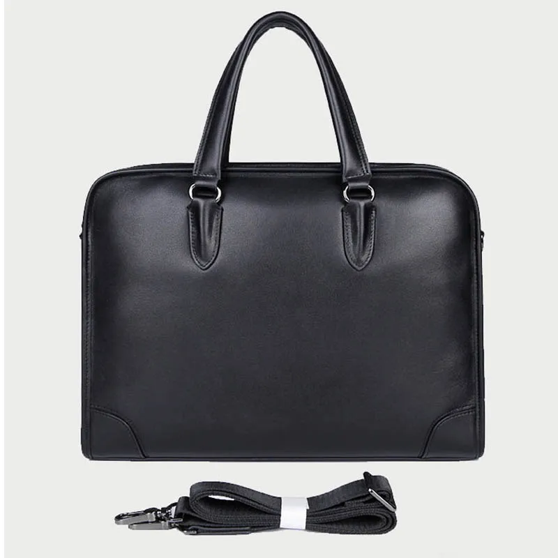 Luufan Men Business Briefcase Black Genuine Leather 14\